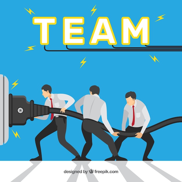 Gratis vector teamwork concept met kabel