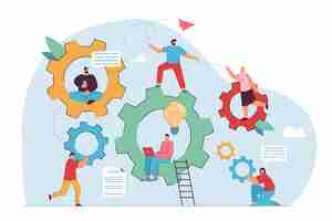 Gratis vector teamwork en technische illustratie