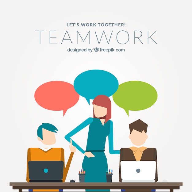 Gratis vector teamwork in vlakke uitvoering