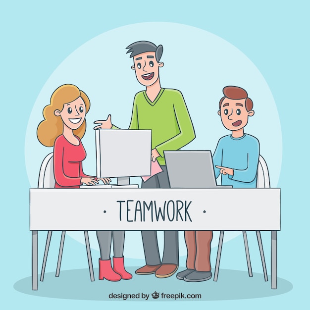 Teamworkconcept met gelukkige personen