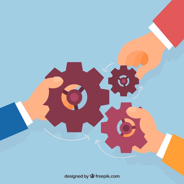 Gratis vector teamworkconcept met tandwielen