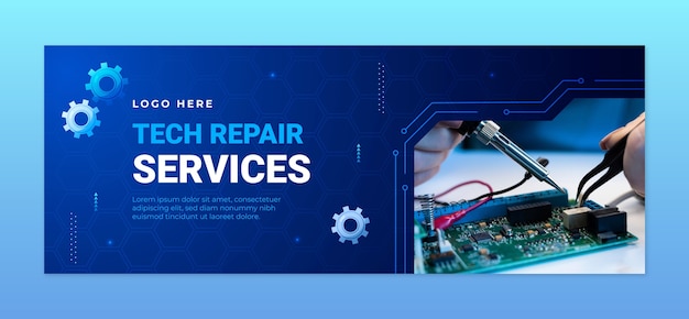 Gratis vector tech repair facebook cover sjabloon