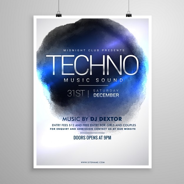 Techno muziek flyer poster template