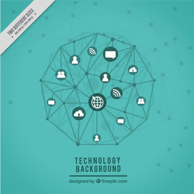 Gratis Vector technologie achtergrond met aangesloten iconen