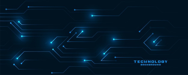 Gratis vector technologie circuit lijnen glanzende banner