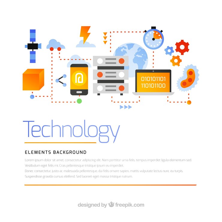 Gratis Vector technologie elementen achtergrond in vlakke stijl