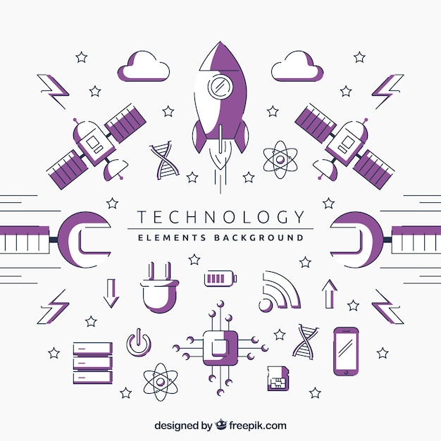 Technologie elementen achtergrond in vlakke stijl