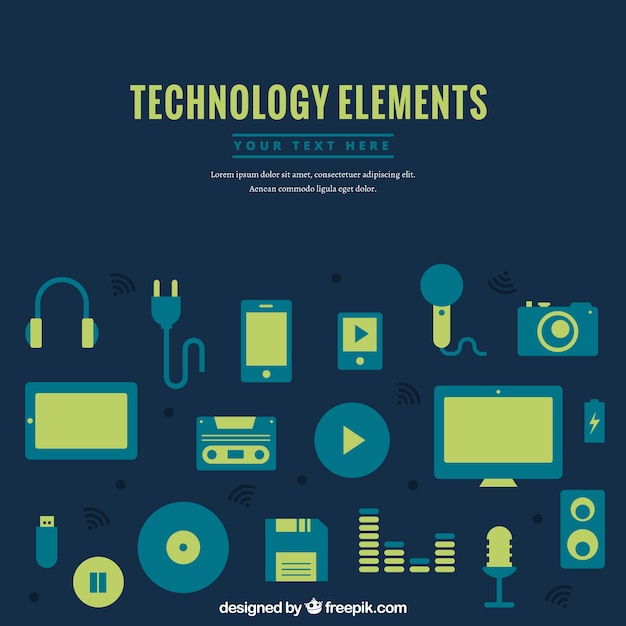 Gratis vector technologie elementen achtergrond in vlakke stijl