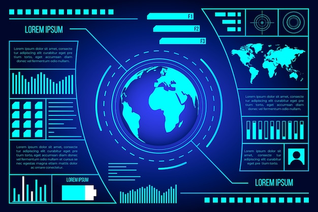 Technologie futuristisch blauw ontwerp met aarde