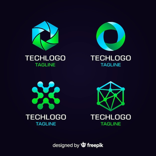 Gratis vector technologie logo collectie verloopstijl