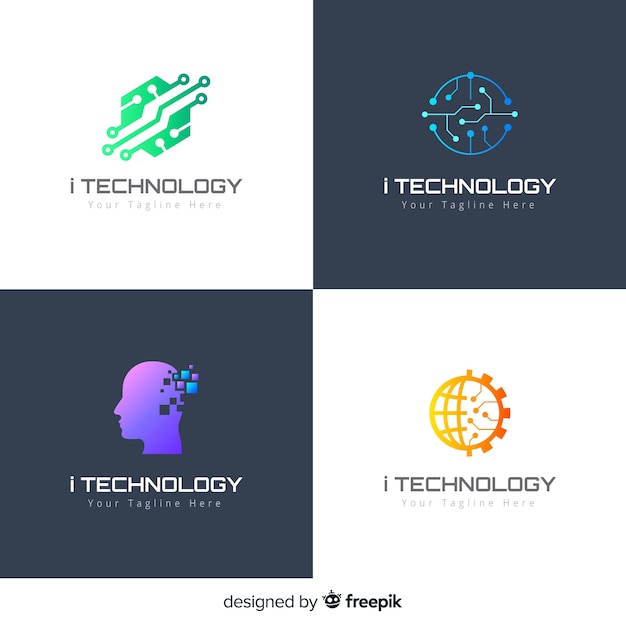 Technologie logo collectie verloopstijl