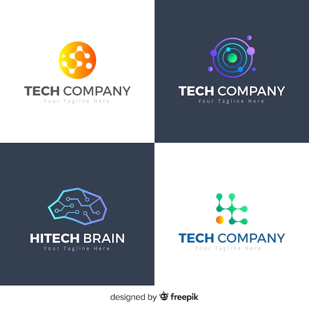 Gratis vector technologie logo collectie verloopstijl