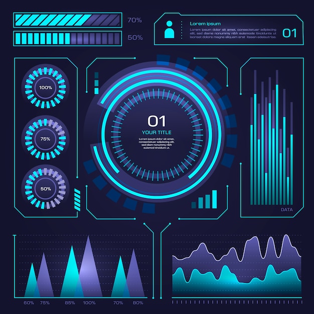 Technologie neon blauwe infographic