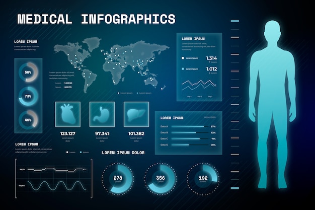 Gratis vector technologie stijl medische infographic