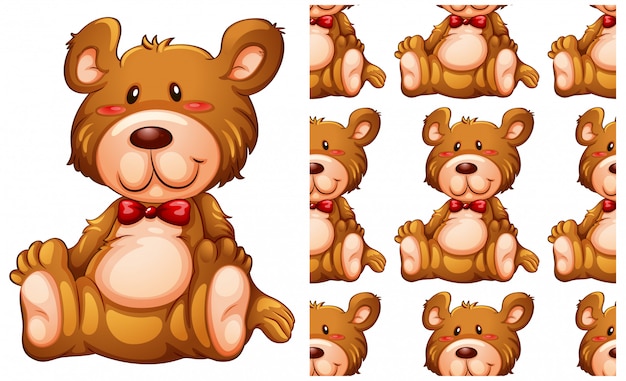 Gratis vector teddybeer naadloze patroon geïsoleerd op wit