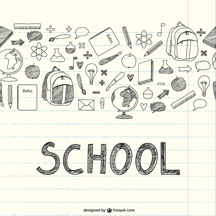 Gratis Vector tekenschool items op een notebook