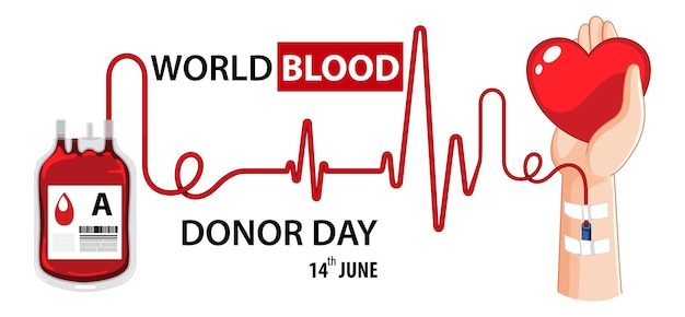 Tekst en pictogram van de bloeddonordag van juni