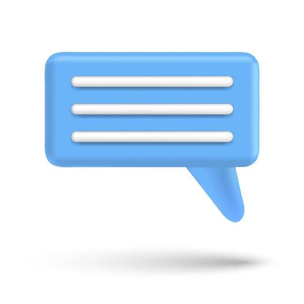 Tekstballon 3D-box chat-knop Bericht praten ballon in render-stijl Vector spreken 3D-pictogram