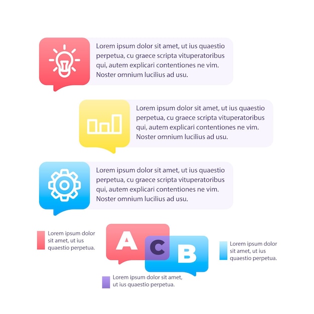 Tekstballonnen infographics in plat ontwerp