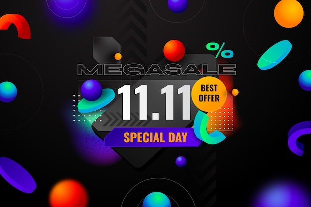 Gratis vector tekstillustratie voor 11.11 single's day sales-evenement