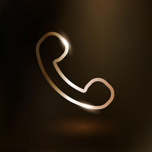 Gratis vector telefoongesprek vector technologie pictogram in goud op verloop achtergrond