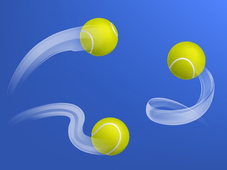 Gratis Vector tennisballen die verschillende banen na racketshaking vliegen