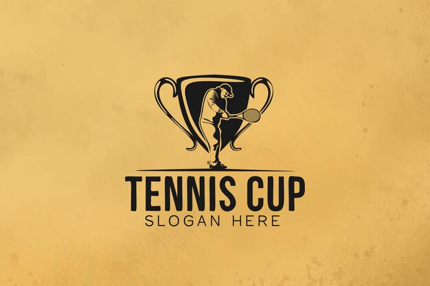 Tennisser, tennis cup logo ontwerpen inspiratie geïsoleerd op witte achtergrond