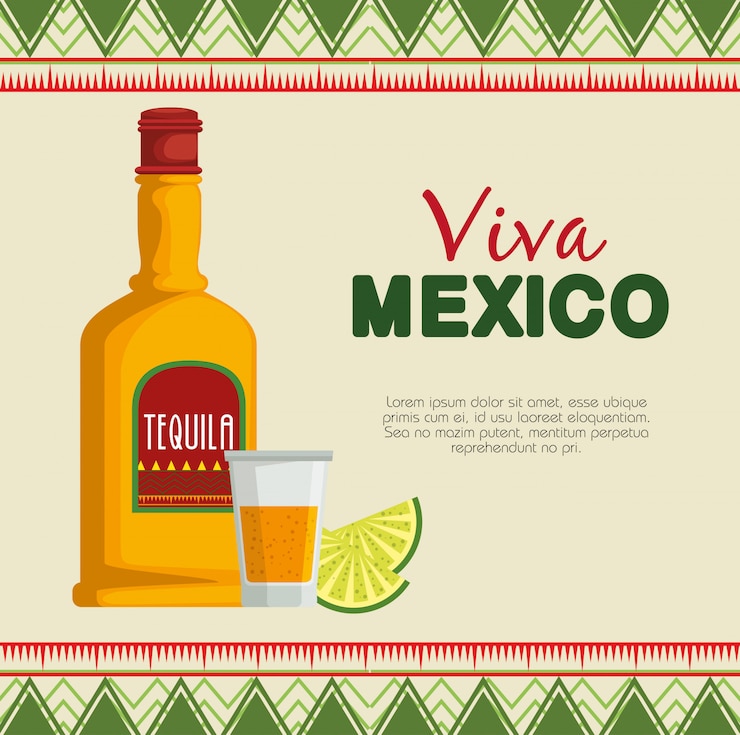 Gratis Vector tequila met cultuur van citroen de traditionele mexico