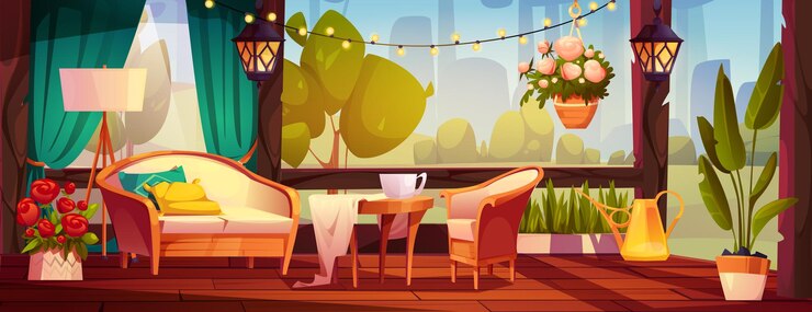 Gratis Vector terrastuin patio omgeving