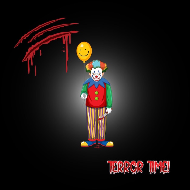 Gratis vector terror time-logo met griezelige clown