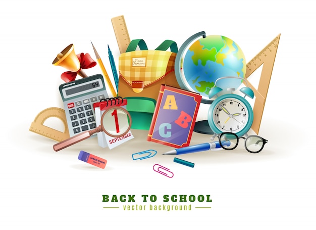 Gratis vector terug naar school accessoires samenstelling poster