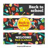 Gratis vector terug naar school banners pak