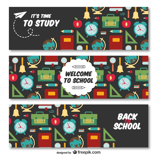 Gratis vector terug naar school banners