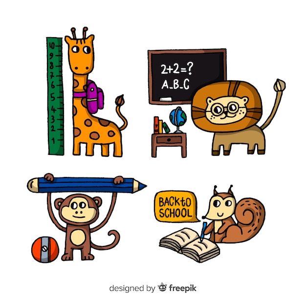 Gratis vector terug naar school dierencollectie