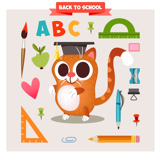 Gratis vector terug naar school elementen collectie