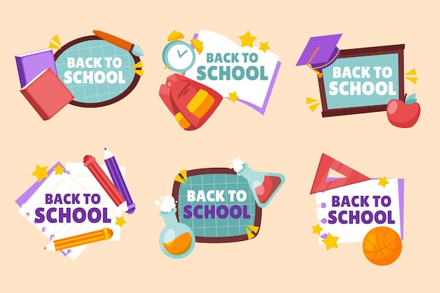 Gratis vector terug naar school etiketten collectie