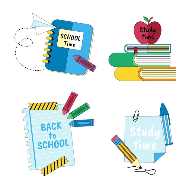 Gratis vector terug naar school etiketten collectie