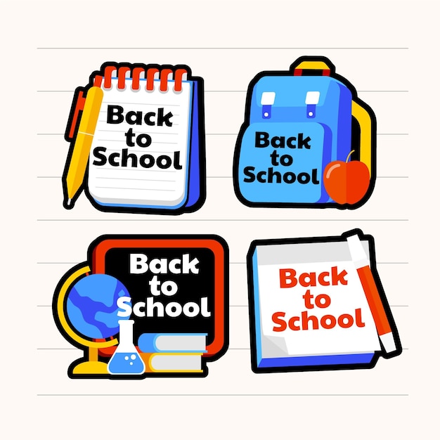 Gratis vector terug naar school etiketten collectie