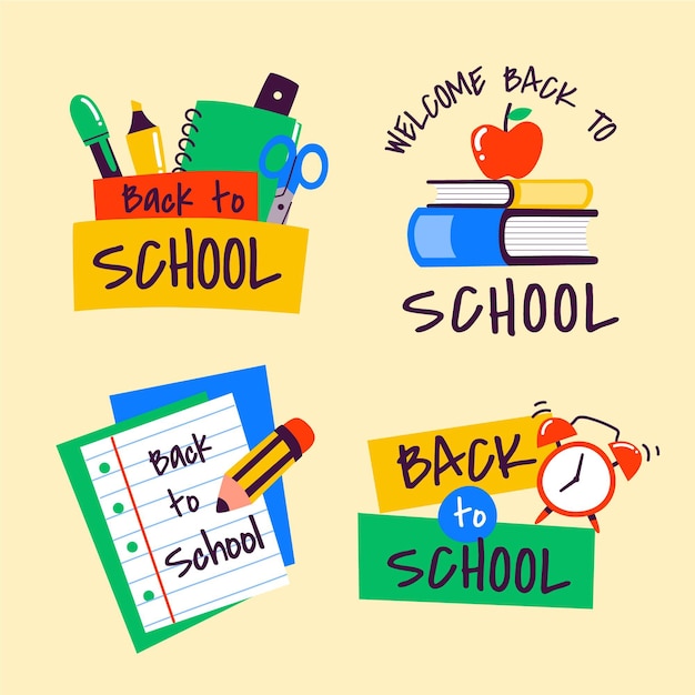 Gratis vector terug naar school etiketten collectie