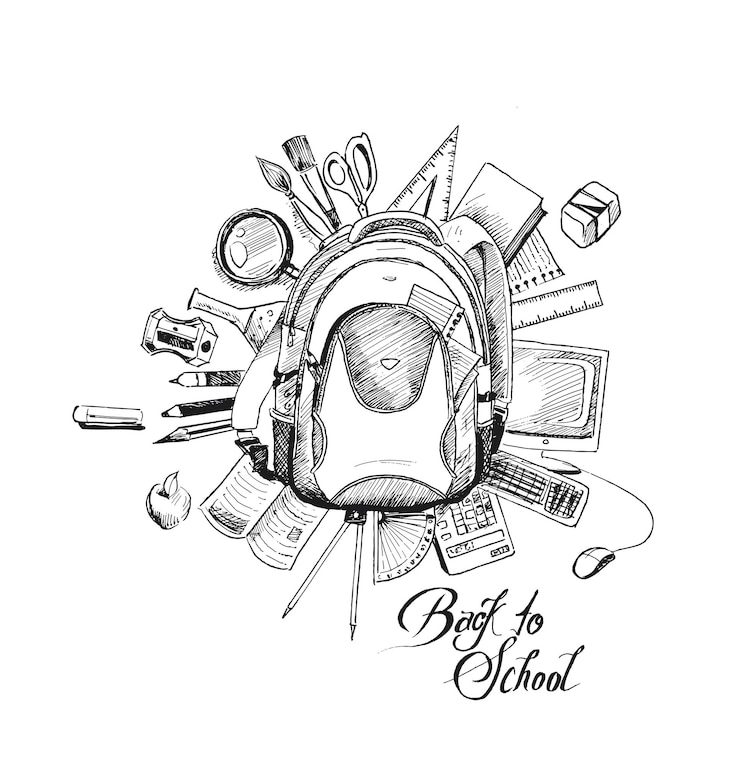 Gratis Vector terug naar school grote doodles set hand getrokken schets vectorillustratie