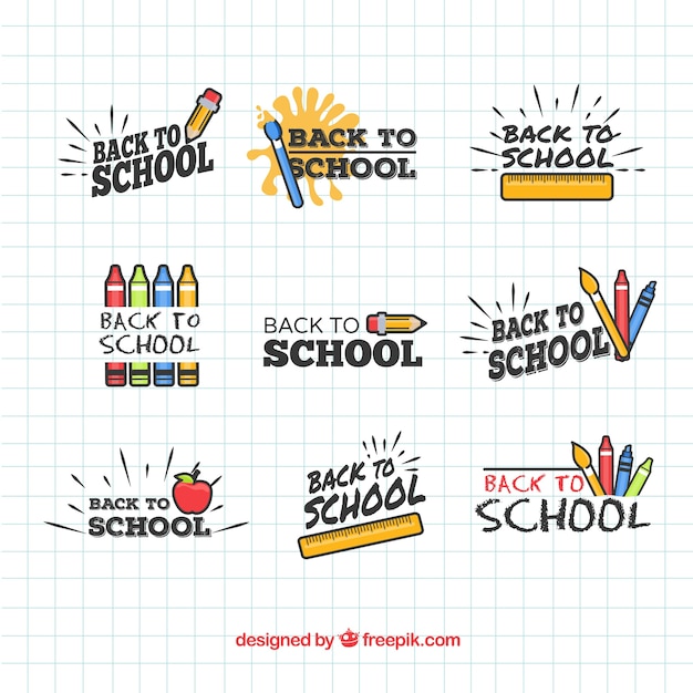 Gratis vector terug naar school-insignecollectie