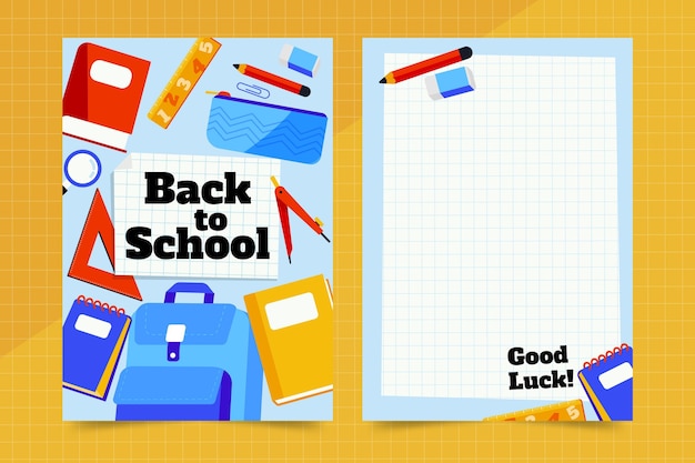 Gratis vector terug naar school kaartsjabloon