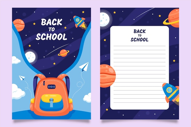 Gratis vector terug naar school kaartsjabloon