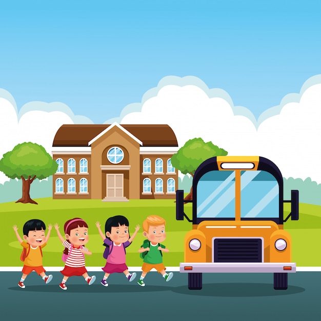 Gratis vector terug naar school kinderen cartoon