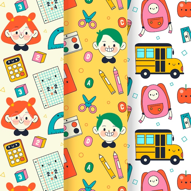 Gratis vector terug naar school patrooncollectie