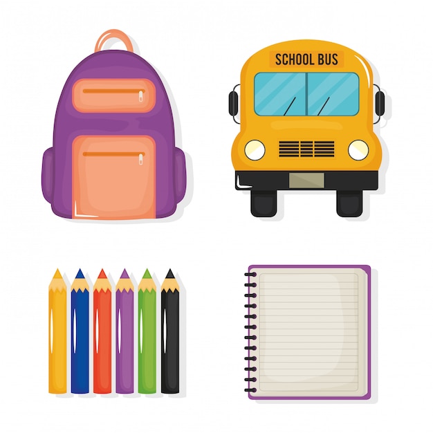 Gratis vector terug naar school set pictogrammen