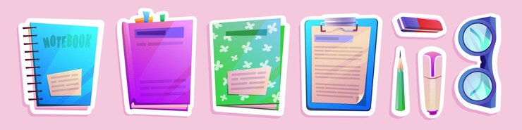Gratis Vector terug naar school sticker stationery en boekvoorziening