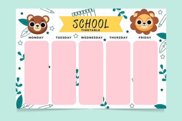 Terug naar school tijdschema sjabloon