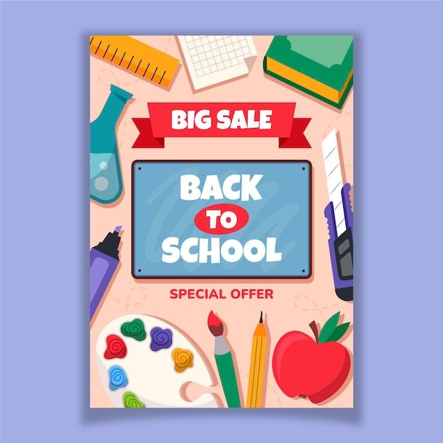 Gratis vector terug naar school verkoop verticale postersjabloon