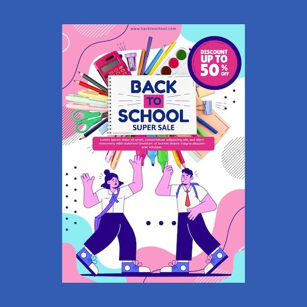 Gratis vector terug naar school verticale verkoop foldersjabloon met foto